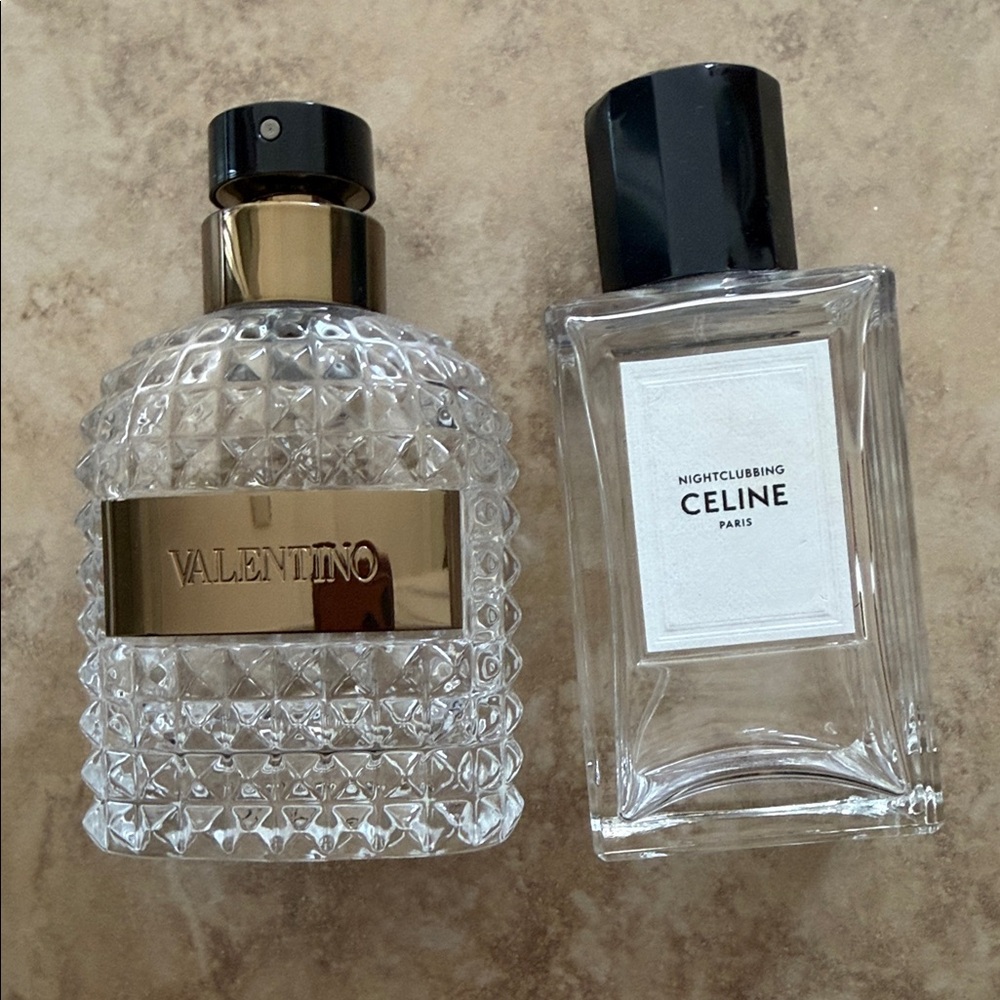 Valentino Crystal Studded Glass Perfume Bottle with Gold Band